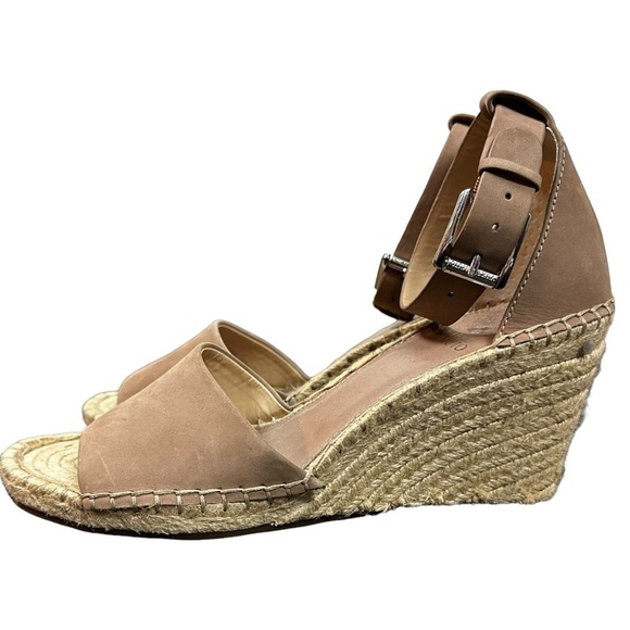 Vince Camuto Suede Wedge Sandals Espadrilles in Taupe Tan Size 9.5 Suede Leather - Picture 3 of 15